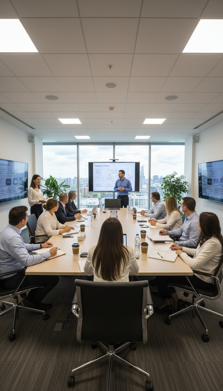 adults receiving training in a meeting room
