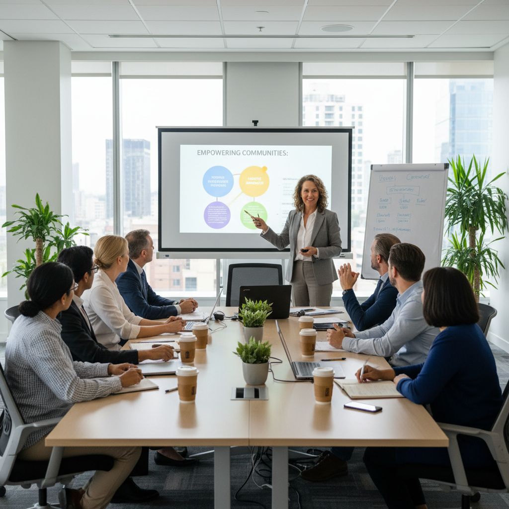 delivering training to a team of social workers